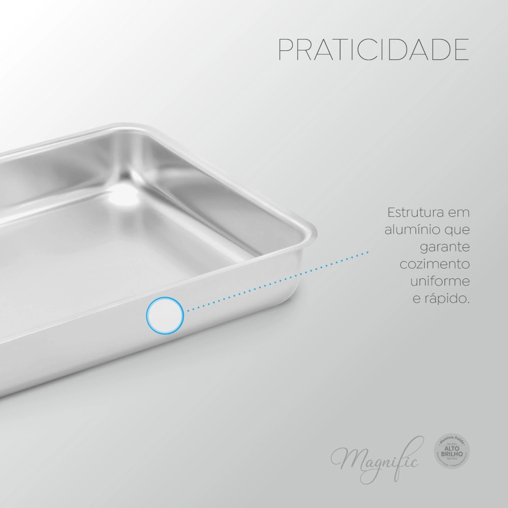 Assadeira Polida 33 x 22 cm Alto Brilho Magnific Panelux