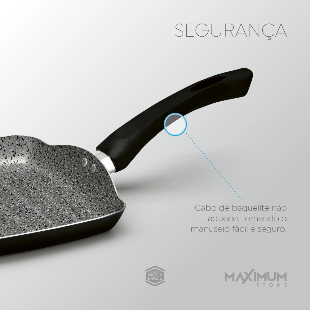 Frigideira Grill Antiaderente Preta 24 cm Maximum Stone Panelux