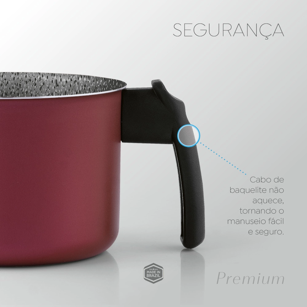 Jogo de Panelas Antiaderente Cereja Premium Stone 5 Peças Panelux