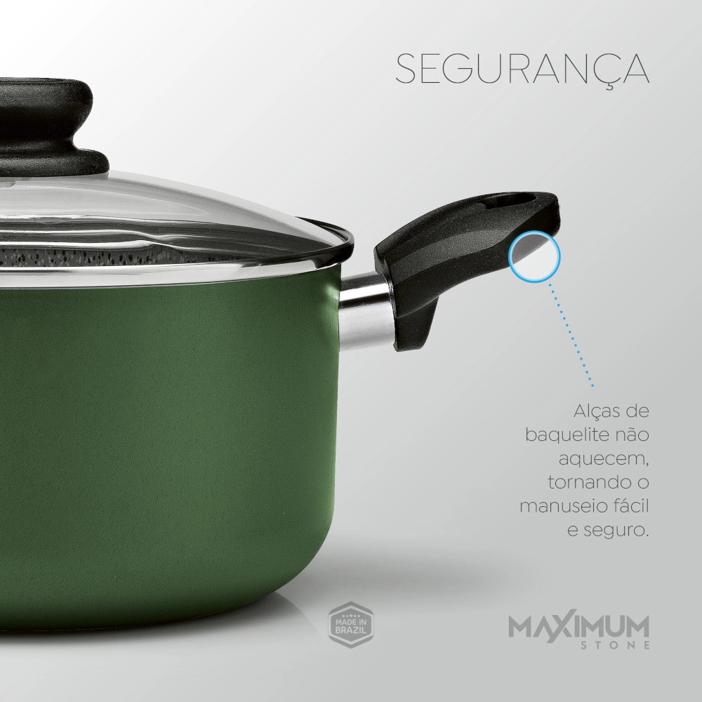 Conjunto de Panelas Verde Antiaderente 7 Peças Panelux Maximum