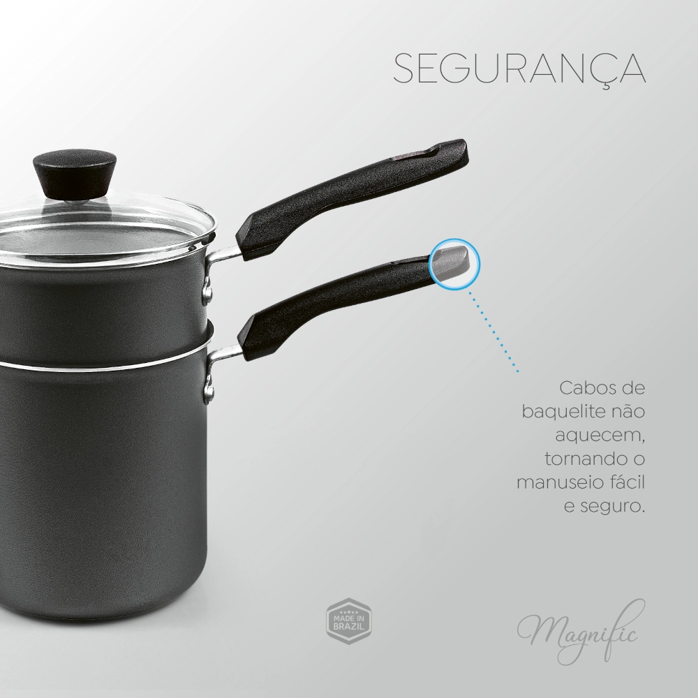 Cuscuzeira Individual Antiaderente Grafite 10 cm Magnific Panelux