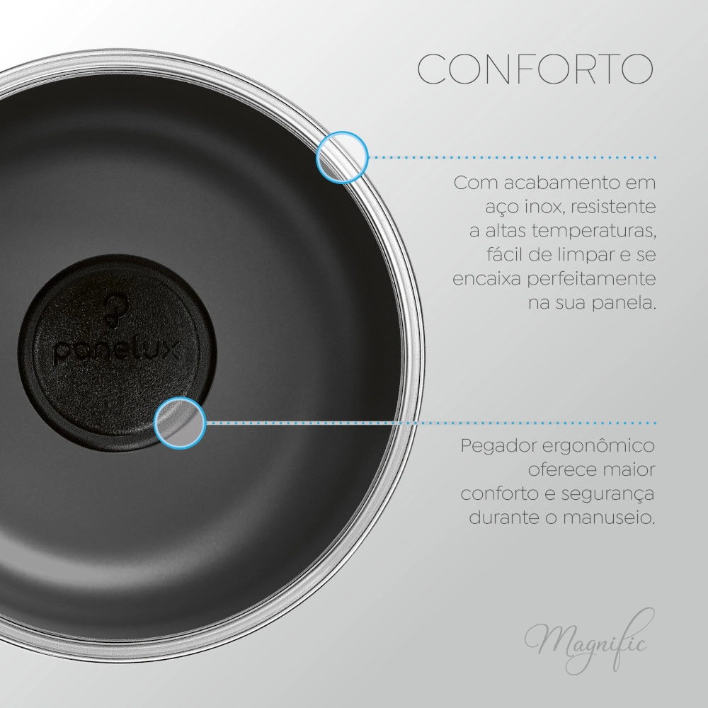 Cuscuzeira Reta Antiaderente Grafite 18 cm Magnific Panelux