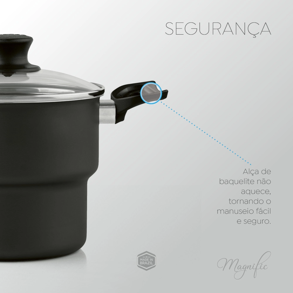 Cuscuzeira Reta Antiaderente Grafite 18 cm Magnific Panelux