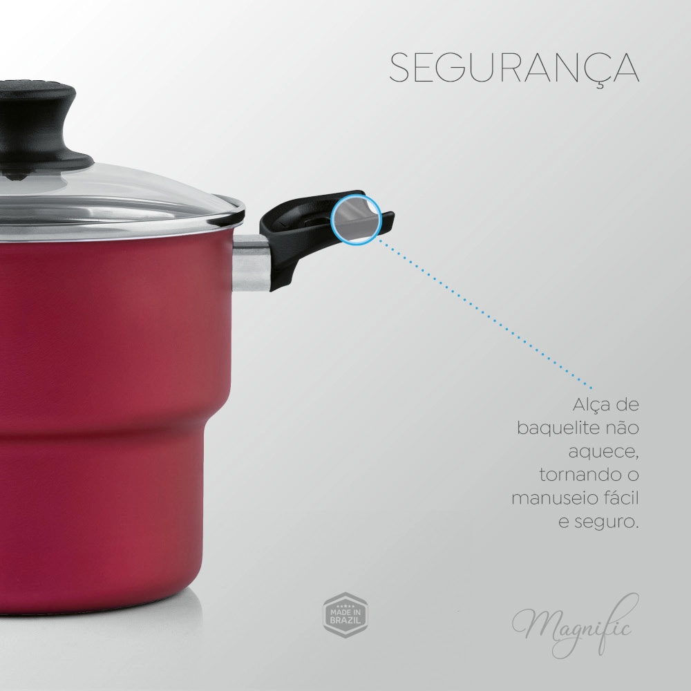 Cuscuzeira Reta Antiaderente Cereja 16 cm Magnific Panelux