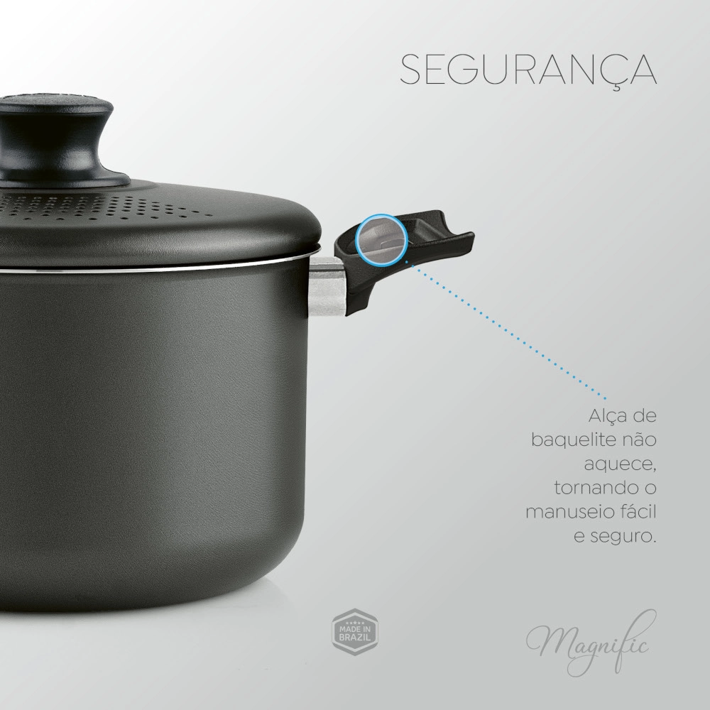 Espagueteira Antiaderente Grafite 20 cm Magnific Panelux