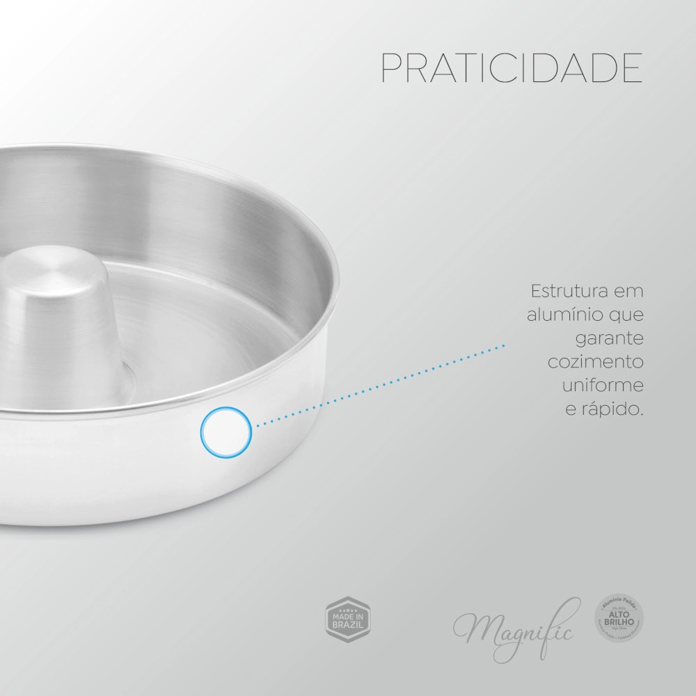 Forma Canudo Polida 28 cm Alto Brilho Magnific Panelux