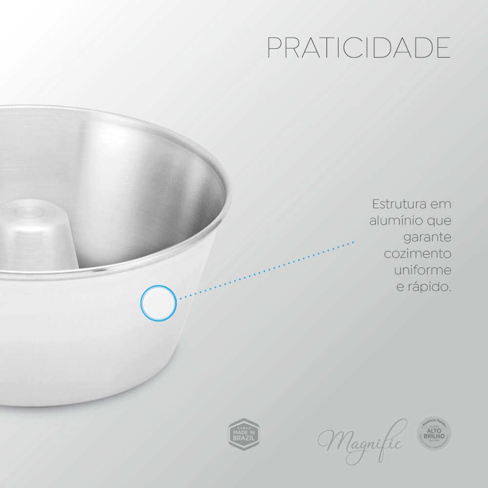 Forma de Pudim Polida 22 cm Alto Brilho Magnific Panelux