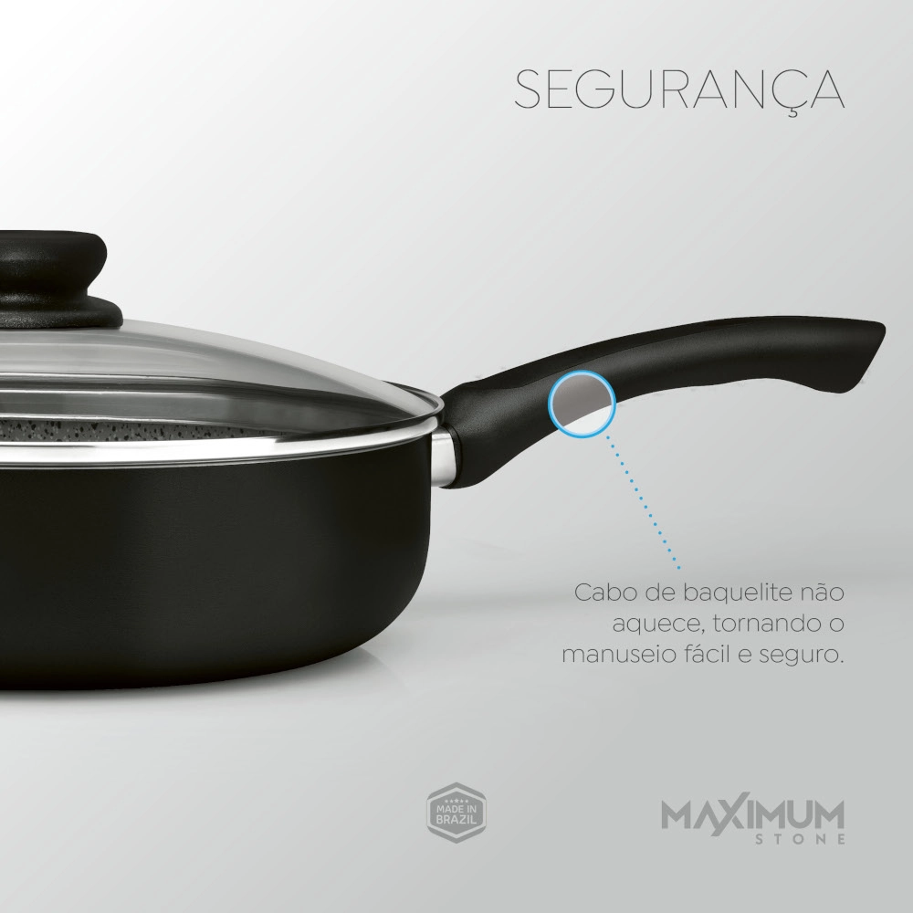 Frigideira Francesa Antiaderente com Tampa Preta 26 cm Maximum Panelux