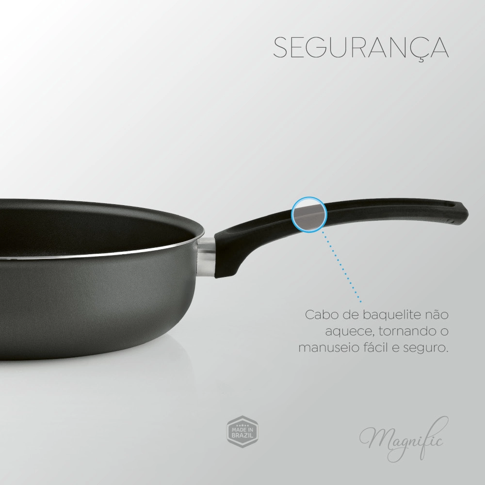 Frigideira Funda com Tampa Grafite 20 cm Magnific Panelux