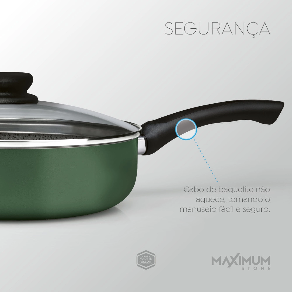 Frigideira Funda com Tampa Verde 22 cm Maximum Stone Panelux