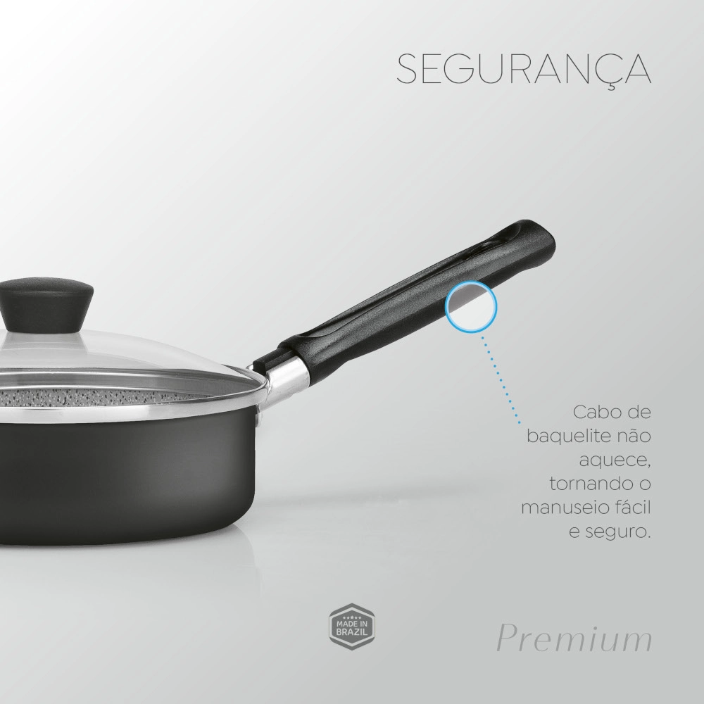Frigideira de Ovo Antiaderente Grafite 14 cm com Tampa Premium Stone Panelux
