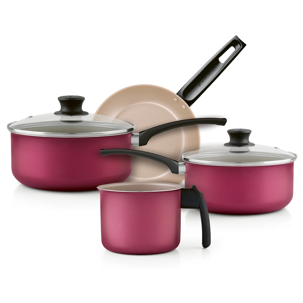 Conjunto de Panelas  Antiaderente Bege Cereja Magnific 4 Peças