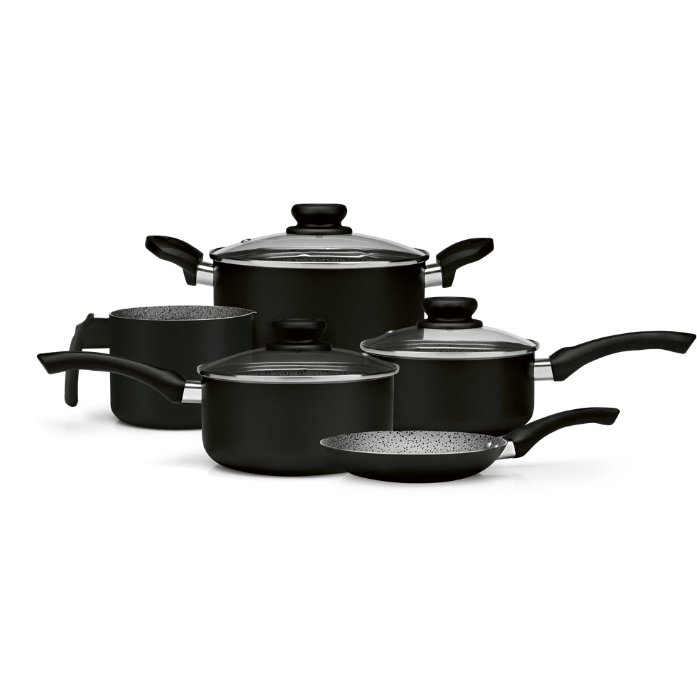 Conjunto de Panelas Antiaderente Preto Maximum Stone 5 Peças