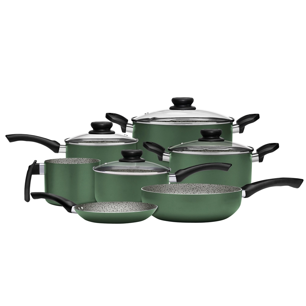Conjunto de Panelas  Antiaderente Verde Maximum Stone Plus 7 Peças