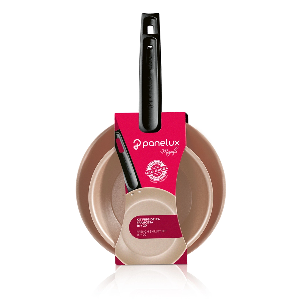 Kit de Frigideiras Francesas  Antiaderente Bege Cereja Magnific 16 e 20cm