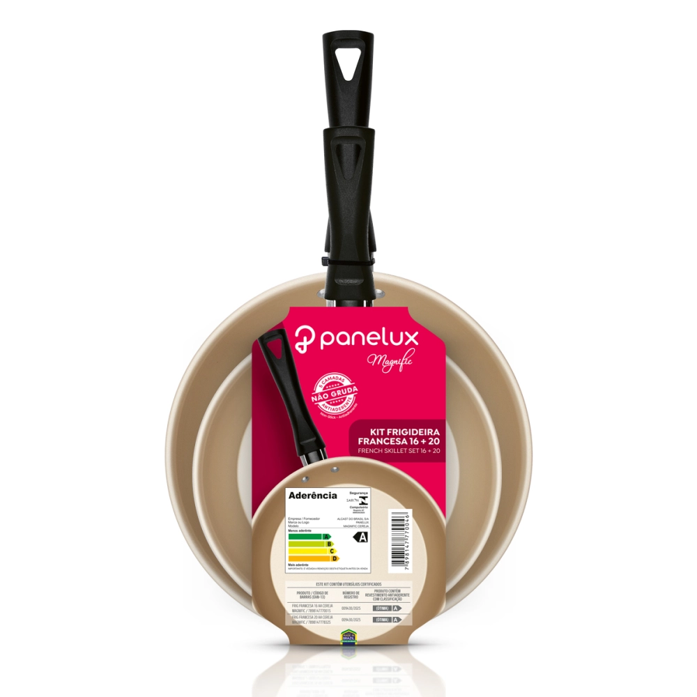 Kit Frigideira Francesa Antiaderente Cereja 16cm + 20cm – Linha Magnific Panelux