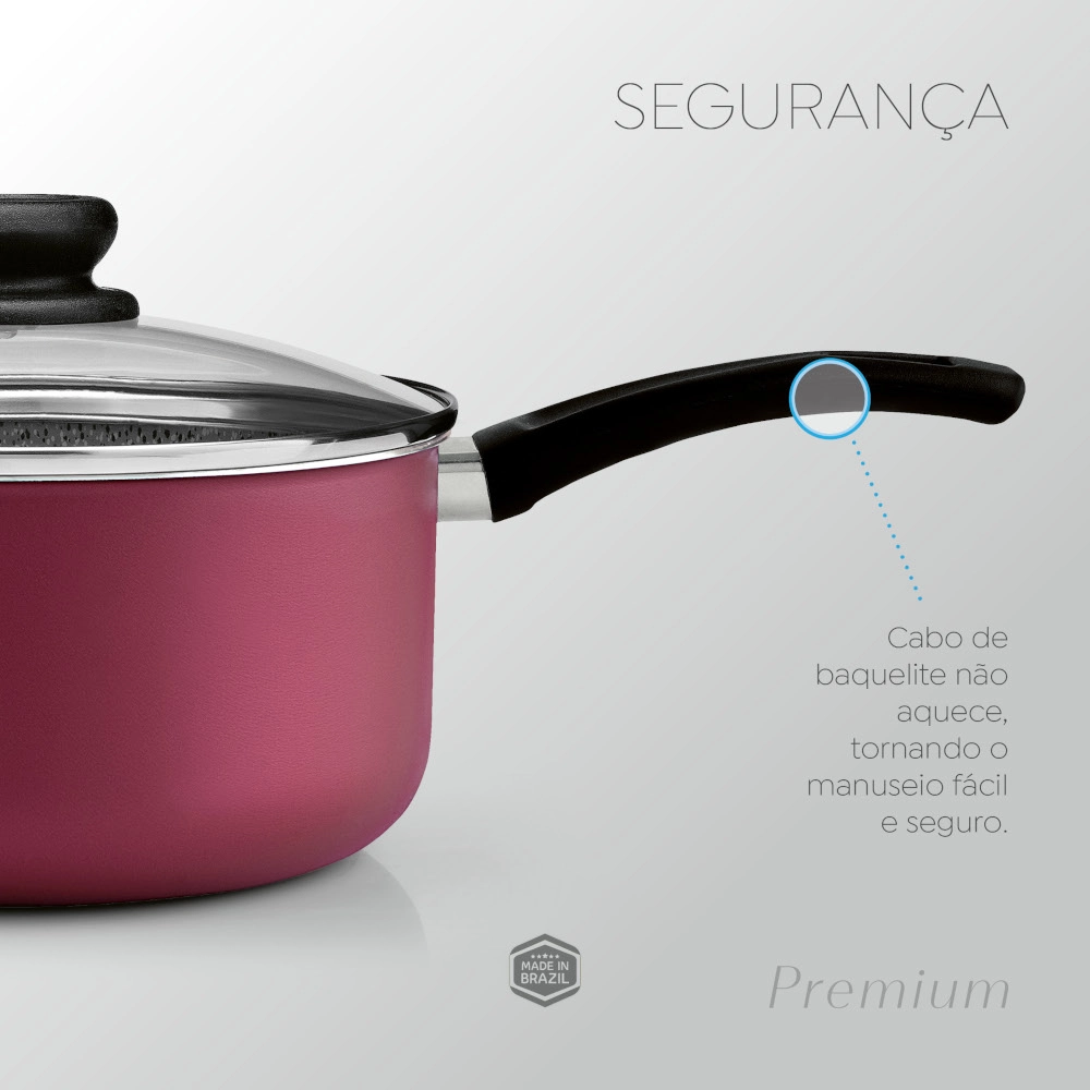 Panela Antiaderente Cereja 16 cm Premium Stone Panelux