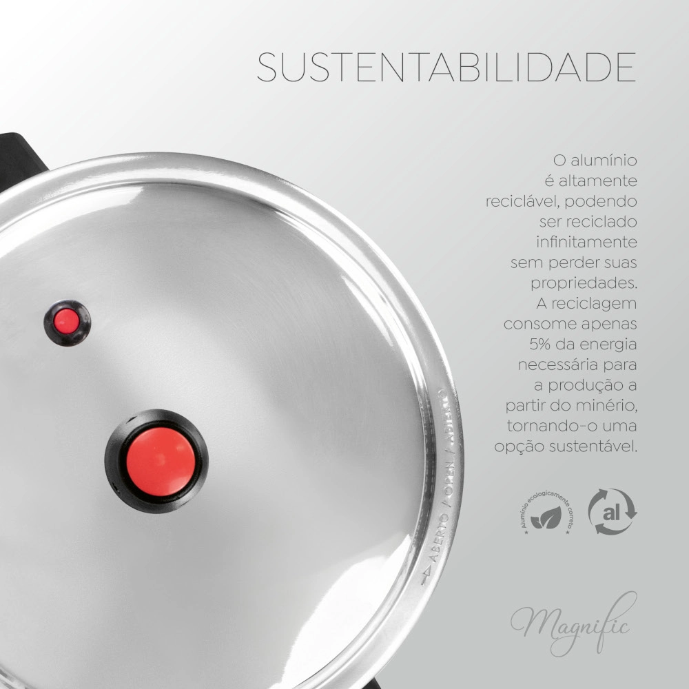 Panela de Pressão Antiaderente Cereja Magnific 4,5 Litros Fechamento Externo Panelux