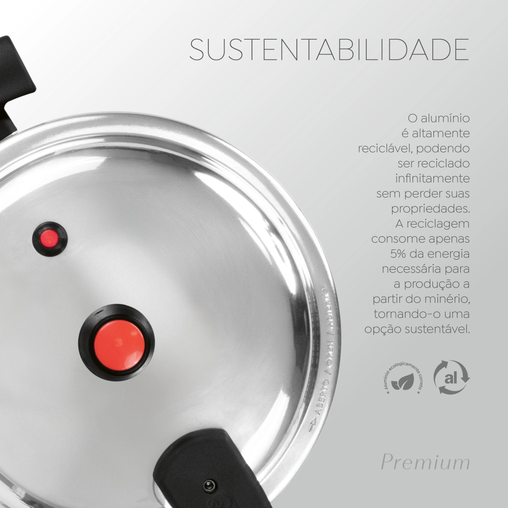 Panela de Pressão Antiaderente Fechamento Externo Preta Premium 4,5 Litros Panelux