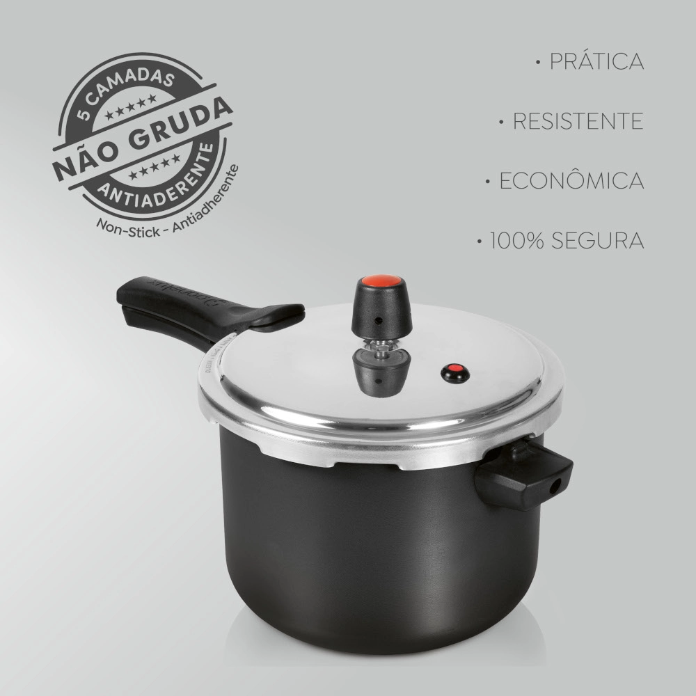 Panela de Pressão Antiaderente Grafite Magnific 4,5 Litros Fechamento Externo Panelux