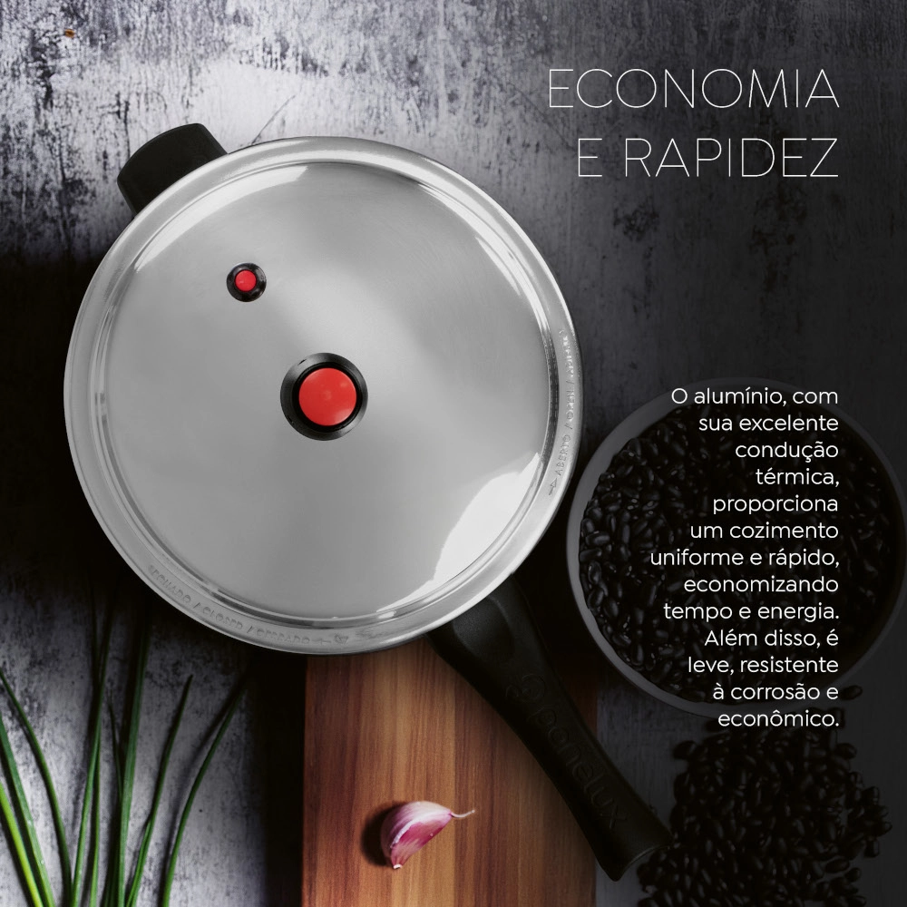 Panela de Pressão Antiaderente Grafite Magnific 4,5 Litros Fechamento Externo Panelux