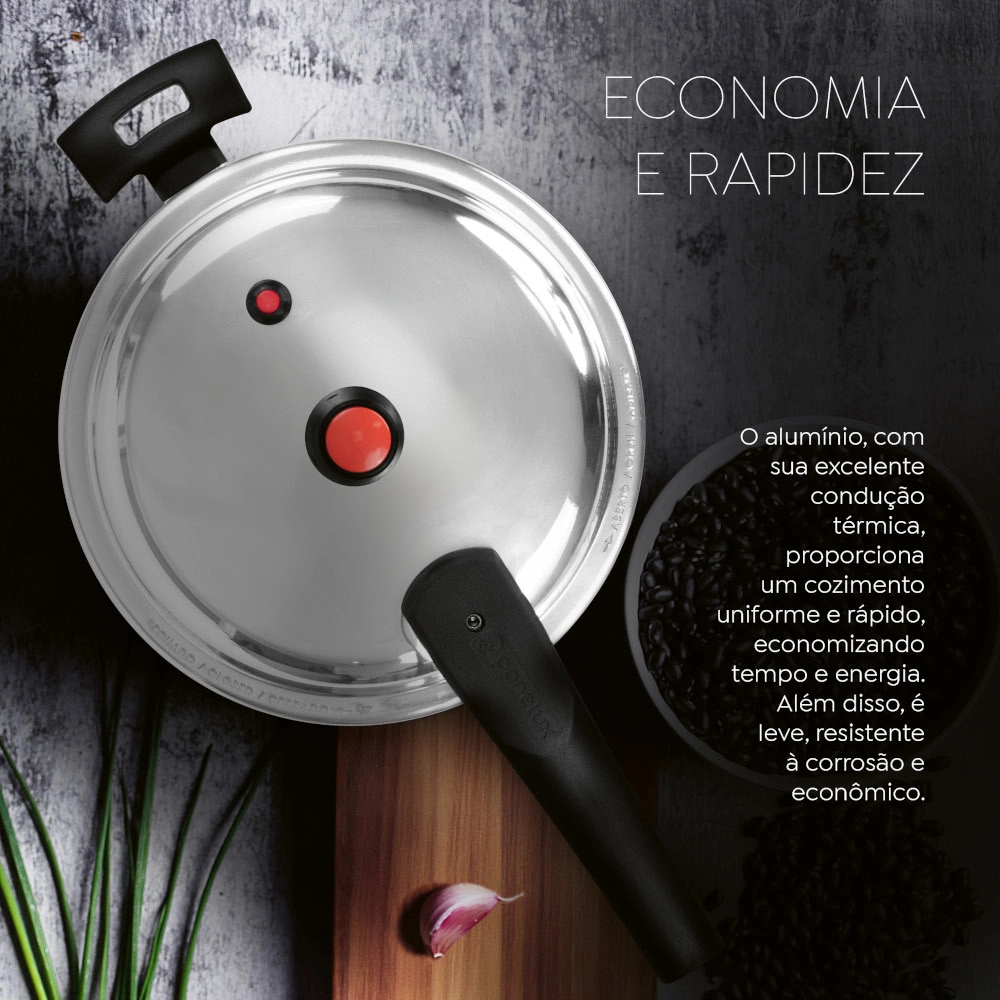 Panela de Pressão Antiaderente Verde Premium 3 Litros Fechamento Externo Panelux
