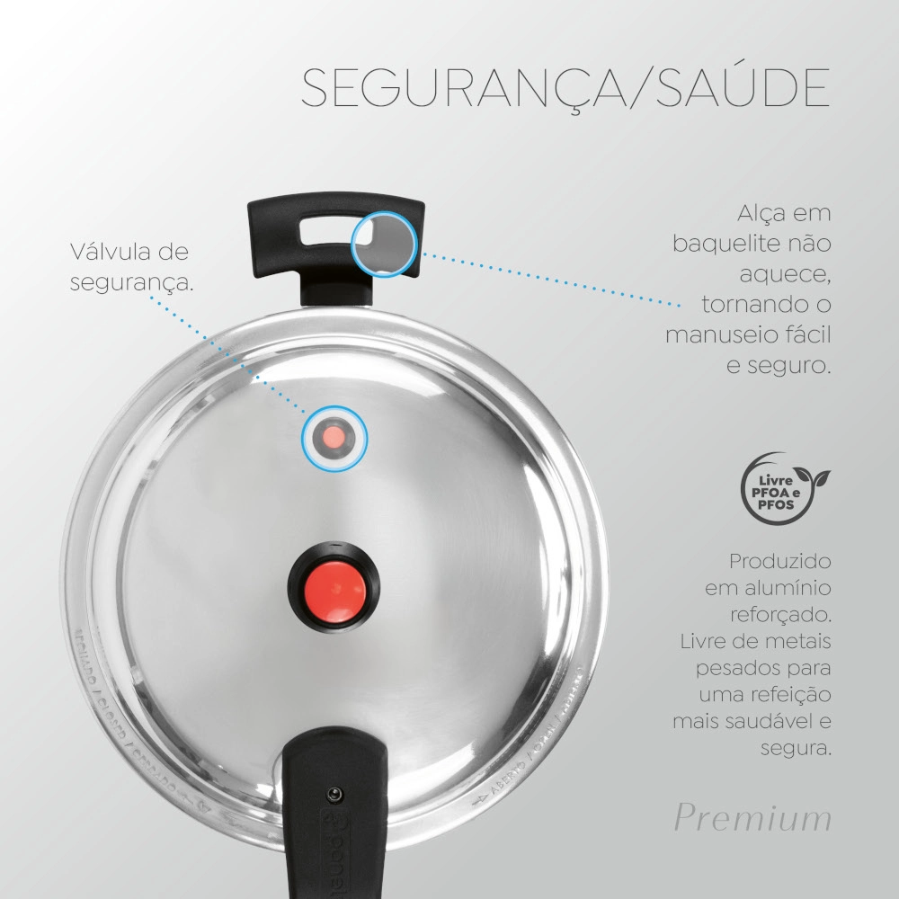 Panela de Pressão Antiaderente Verde Premium 4,5 Litros Fechamento Externo Panelux