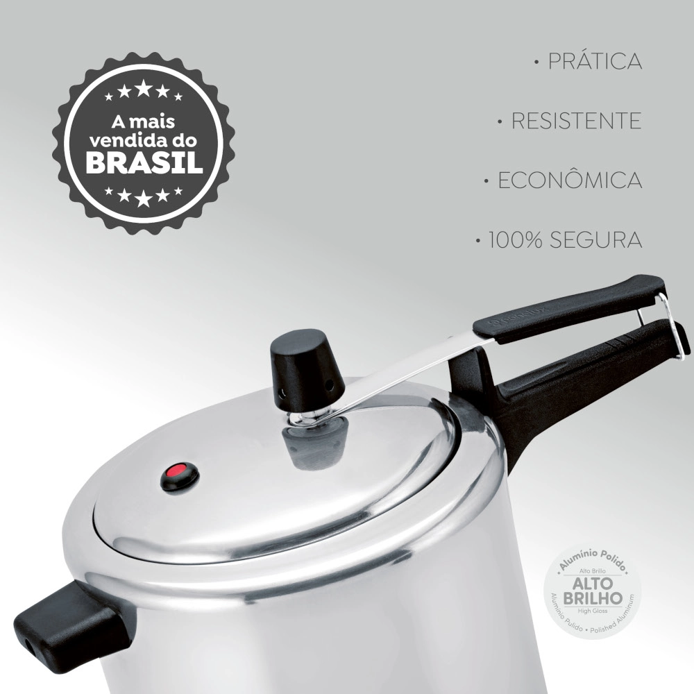 Panela de Pressão Polida Fechamento Interno Classic 7 Litros Panelux