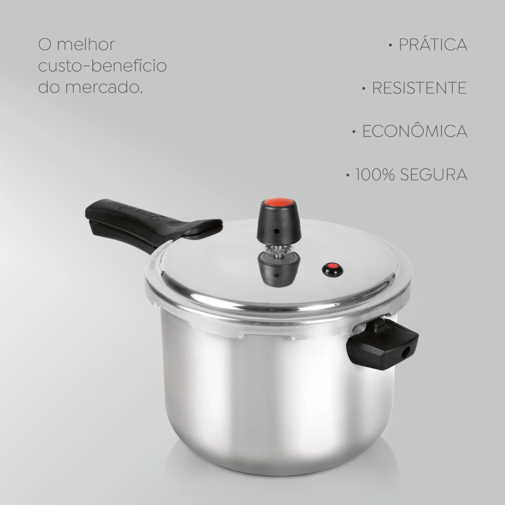 Panela de Pressão Polida Magnific 4,5 Litros Fechamento Externo Panelux