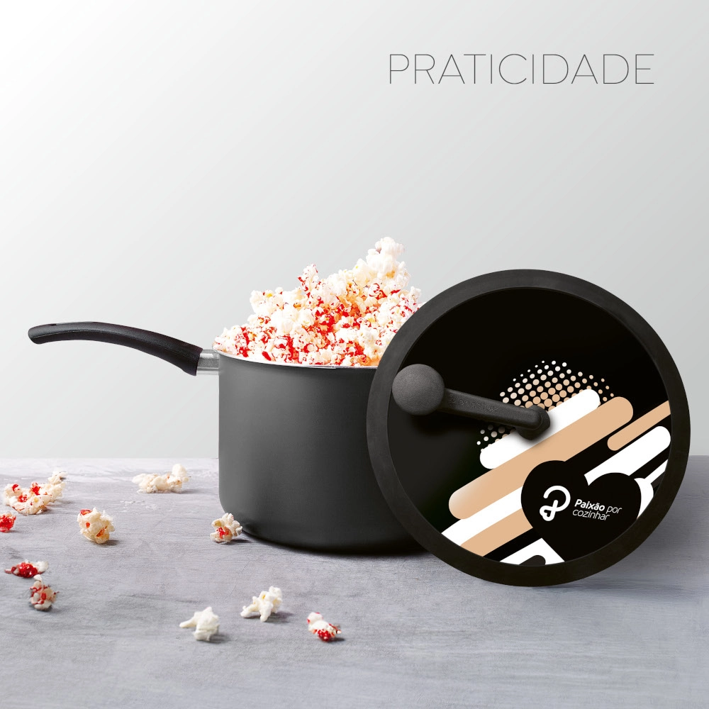 Pipoqueira Antiaderente Grafite 22 cm Premium Stone Panelux