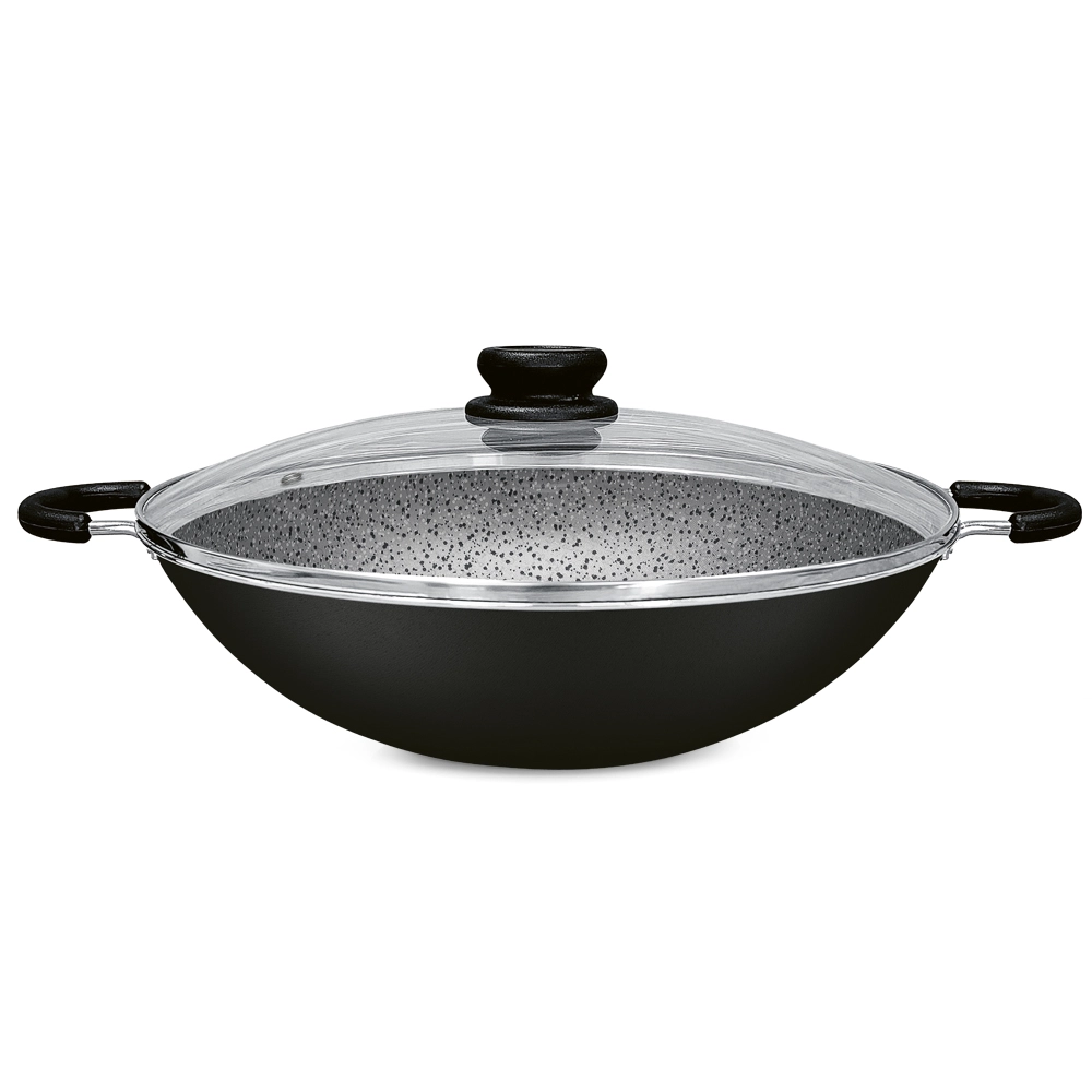 Wok Antiaderente com Tampa Preta 32 cm Maximum Stone Panelux