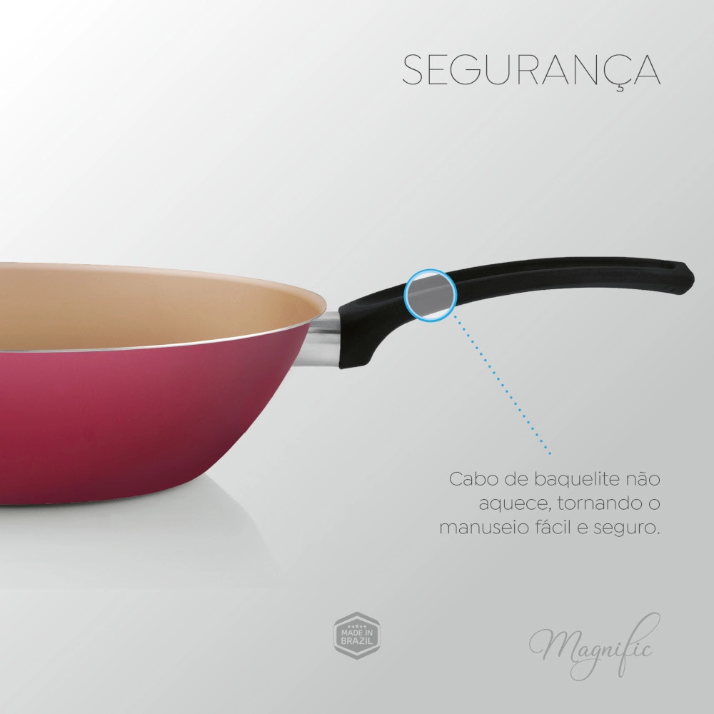 Wok Antiaderente Cereja 24 cm Magnific Panelux